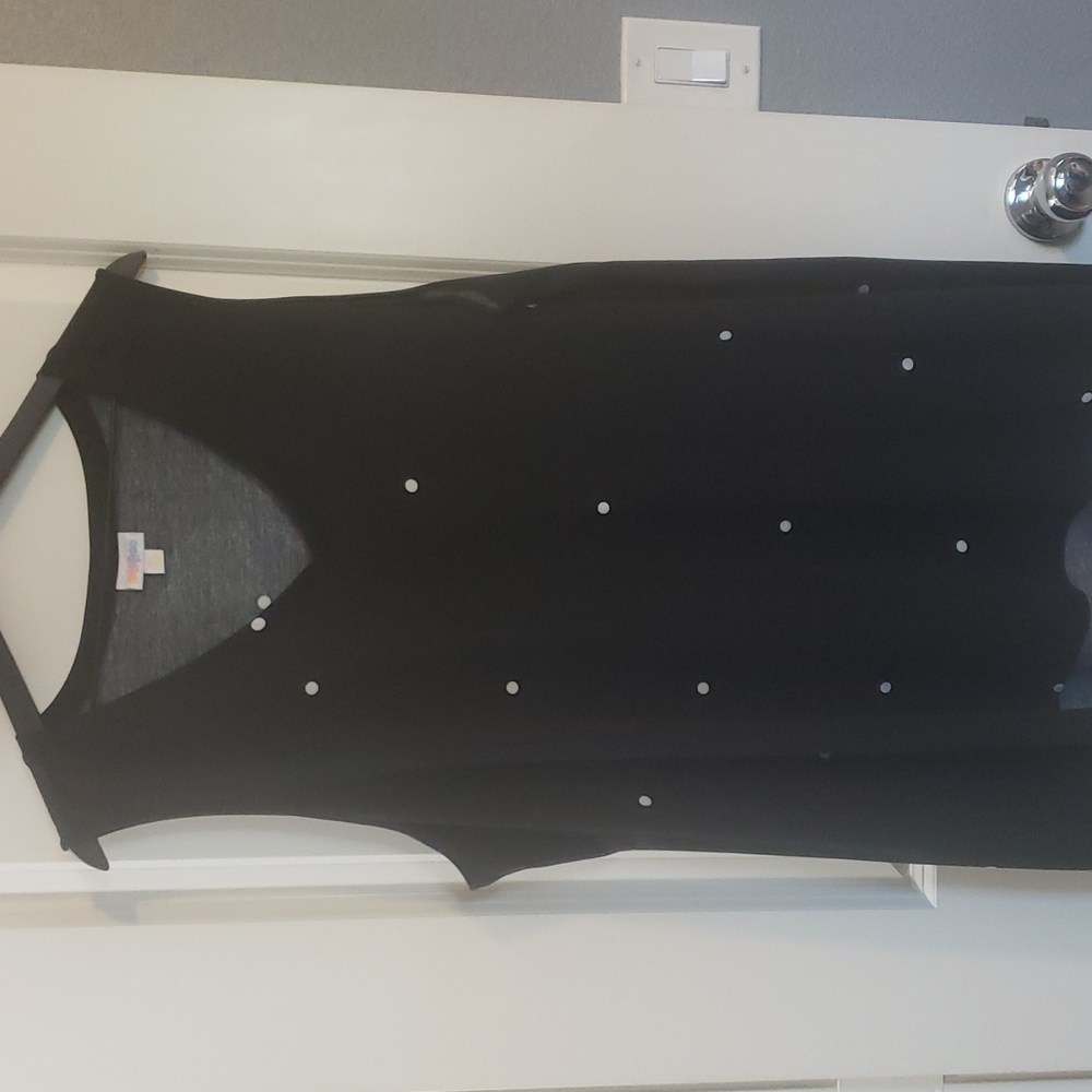 Lularoe 3X Kristina Black with White Polka Dot V-Neck Tank Top